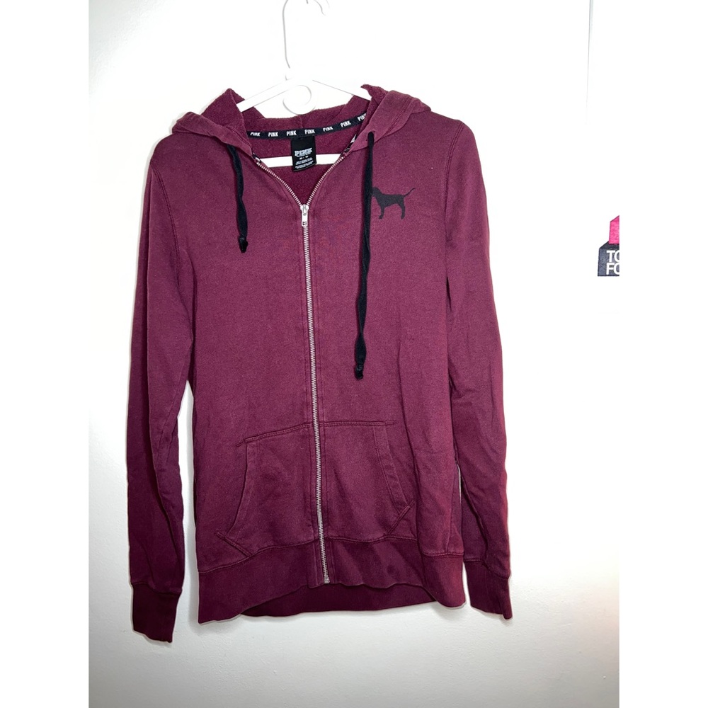 Victorias Secret PINK Burgundy Full Zip Sweater